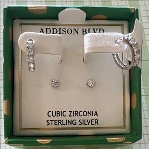 # 0690 + Unisex Silver Cubic Zirconia Jewelry Set